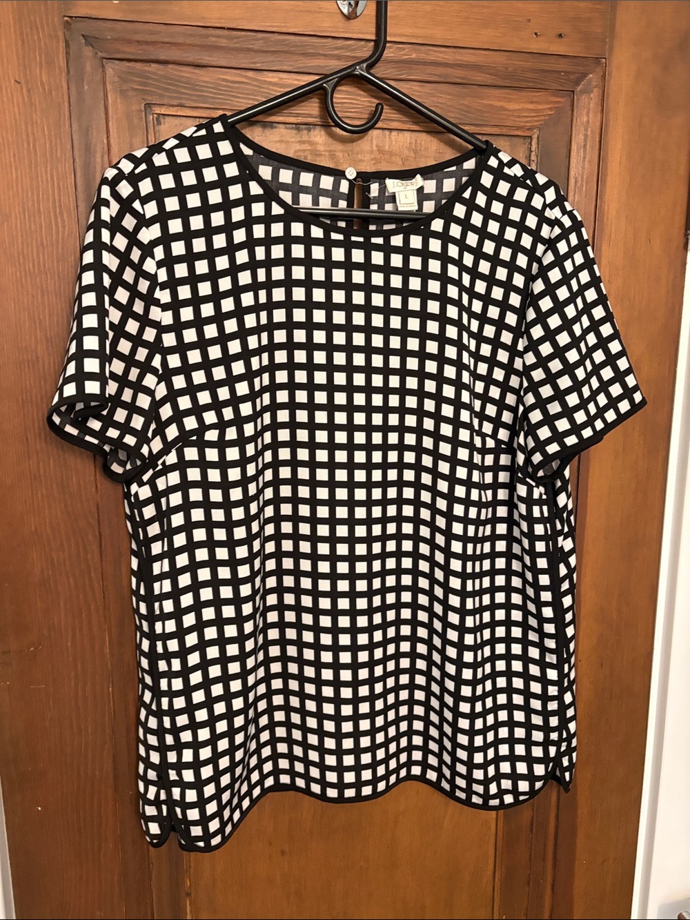 Black & White Grid Short Sleeve Top - Women